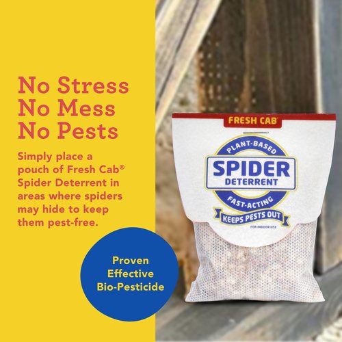 Fresh Cab Spiders Deterrent - Indoor Botanical Pest Deterrent - Safe for Kids & Pets When Used as Directed - Made with Rosemary Essential Oil - 4-Pack