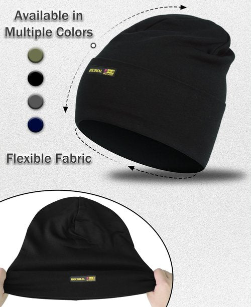 BOCOMAL FR Beanie Adjustable Cap 7oz Cotton Flame Resistant Head Covering Welding Hat Arc Rated NFPA2112 CAT2 One Size Black