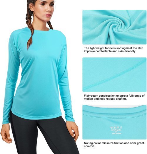 Isnowood Women's Long Sleeve Sun Protection Shirt - UPF 50+ UV Rash Guard for Active Outdoor Wear