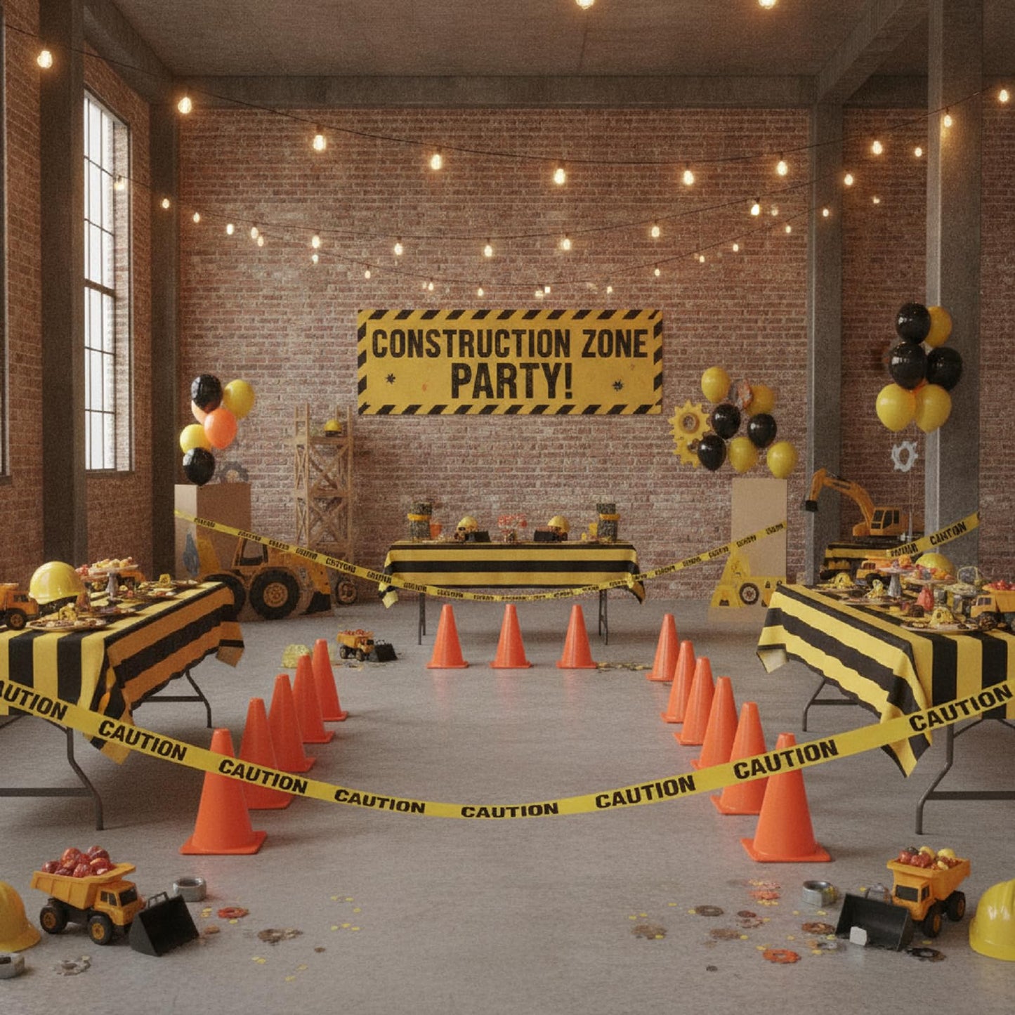 Frienda 11pcs Construction Party Supplies Set with Mini Traffic Cones and Caution Tape for Construction Theme Birthday Party Decorations, Indoor and Outdoor Games Favors(7.1 Inch Tall,Classic)