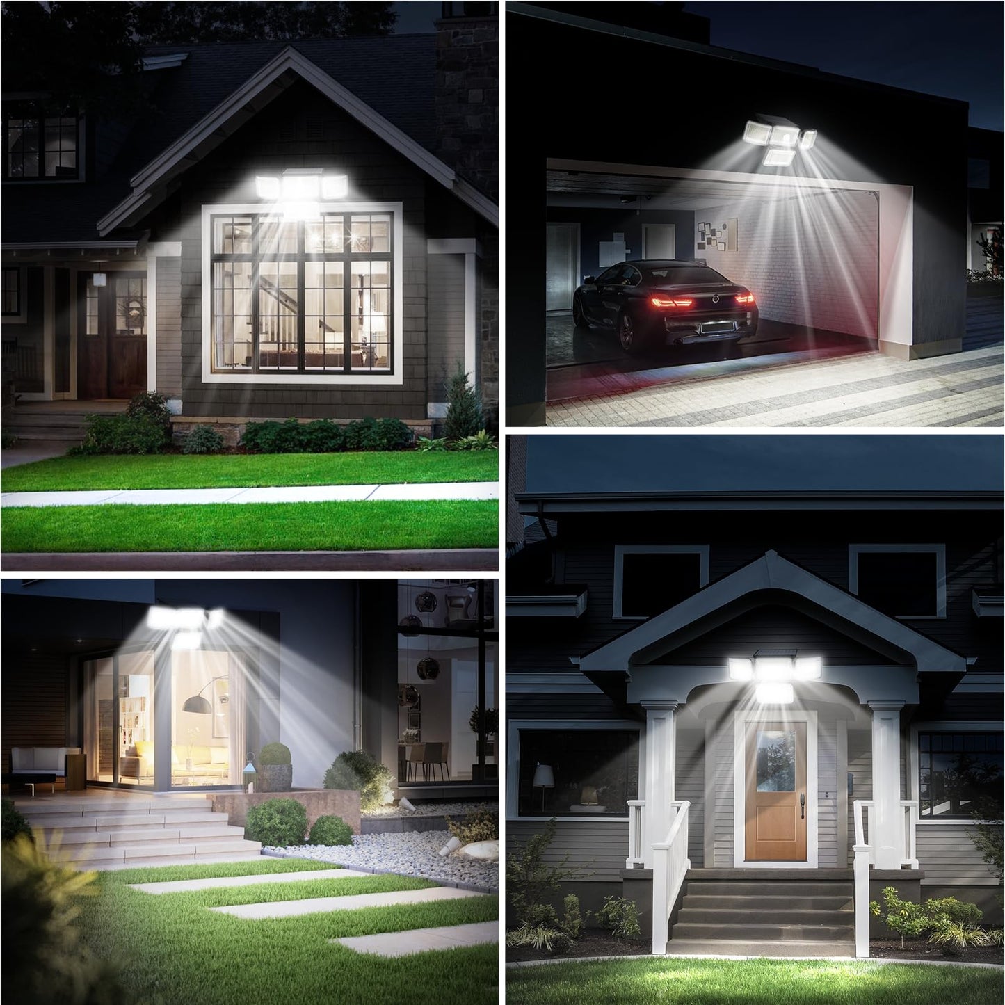 Mokot 3000LM 288 LED 4 Heads Solar Lights Outdoor Waterproof IP65, Motion Sensor Outdoor Lights with 3 Modes 270° Wide Angle Flood Lights, Security Lights for Yard, Porch, Patio(2 Packs)