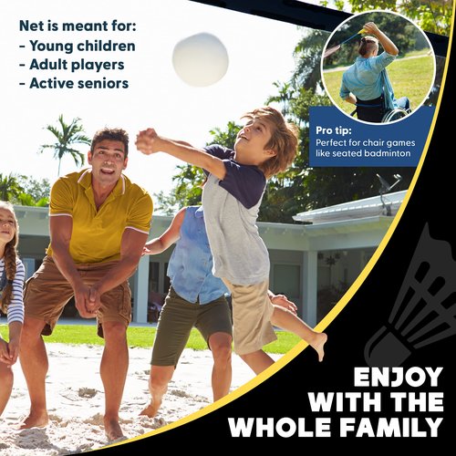 BOULDER Portable Badminton Pickleball Net - Foldable / Extendable Poles for Multiple Sports Heights (UP to 5 ft) - Ideal for Tennis, Pickleball, Soccer Tennis - Easy Setup (Black, 14 FT)
