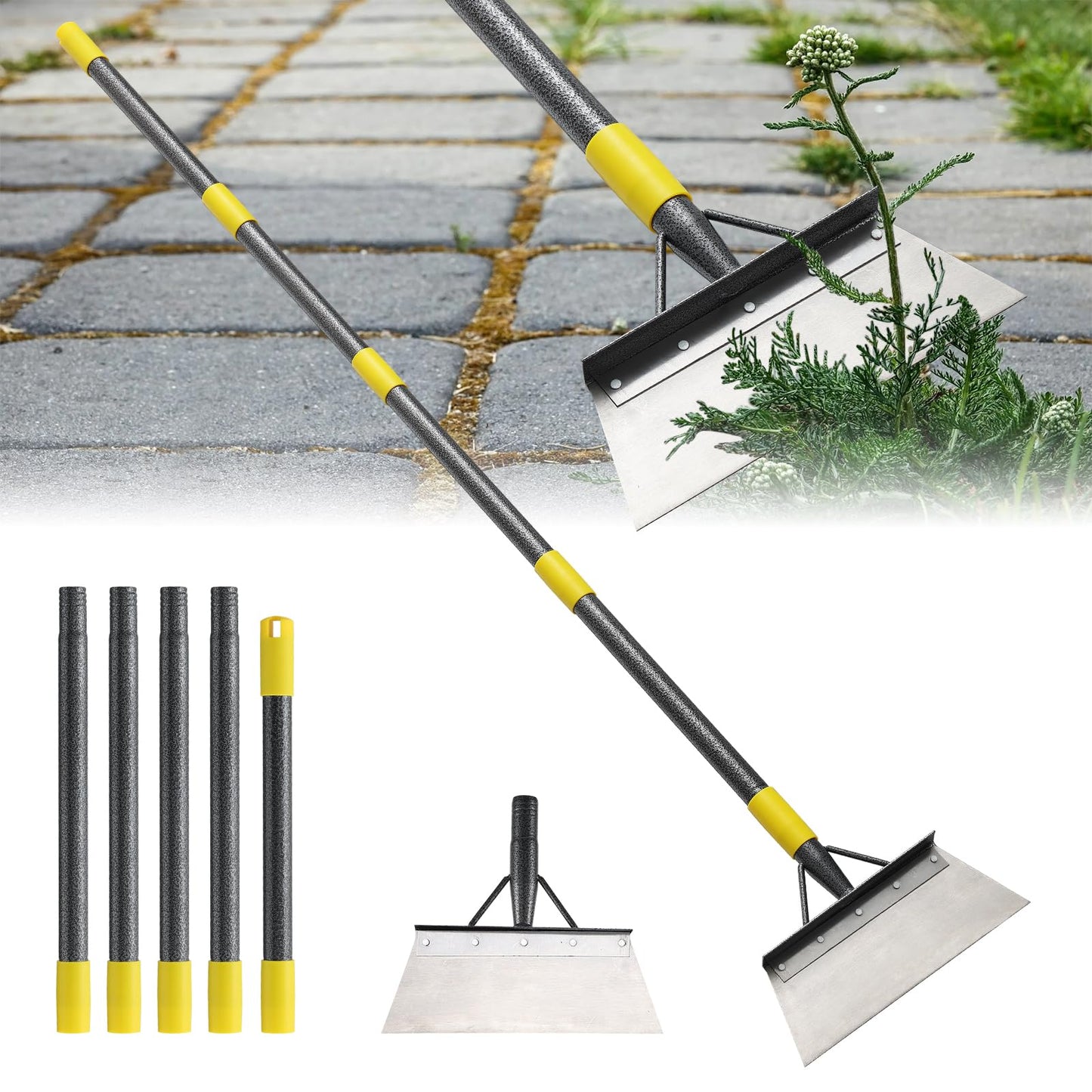 Garden Flat Shovel, Weeding Tool, 60 Inch Multifunctional Garden Cleaning Shovels, Heavy Duty Floor Scrapers Long Handle,Metal Weeding Scraper for Lawn Edging, Ice Scraper, Snow Shovel