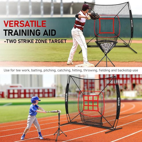 Baseball Training Net by [Brand Name] - 7x7 Ft Softball Pitching Net with Strike Zone & Ball Caddy