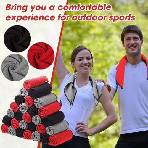 Batiyeer Golf Towels Bulk for Bags, 16"x16" Microfiber Waffle Pattern Golf Towel with Clip for Tournament, Club, Fitness(Black,Gray,Red,50 Pcs)