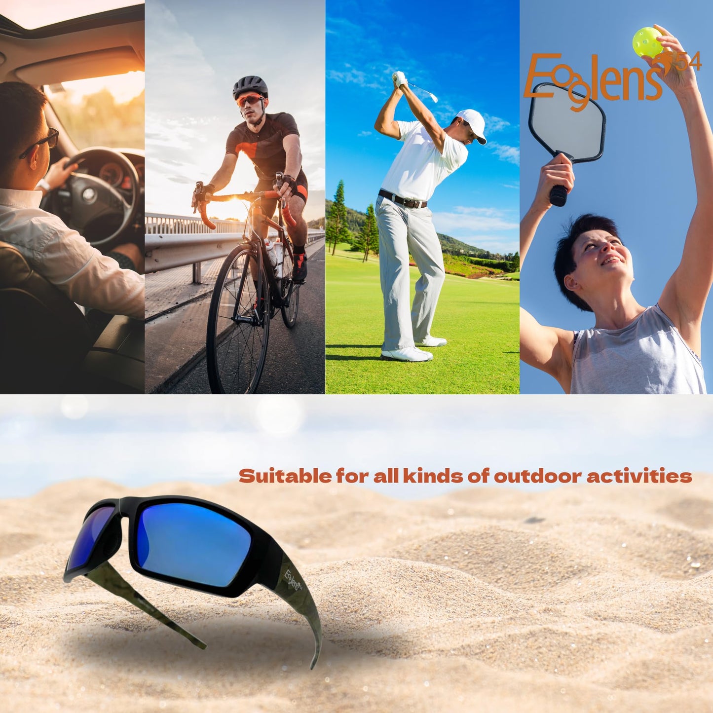 Eaglens.54 Green mirror Polarized fishing Sunglasses for Men Women Running Golfing Cycling Hiking Outdoor