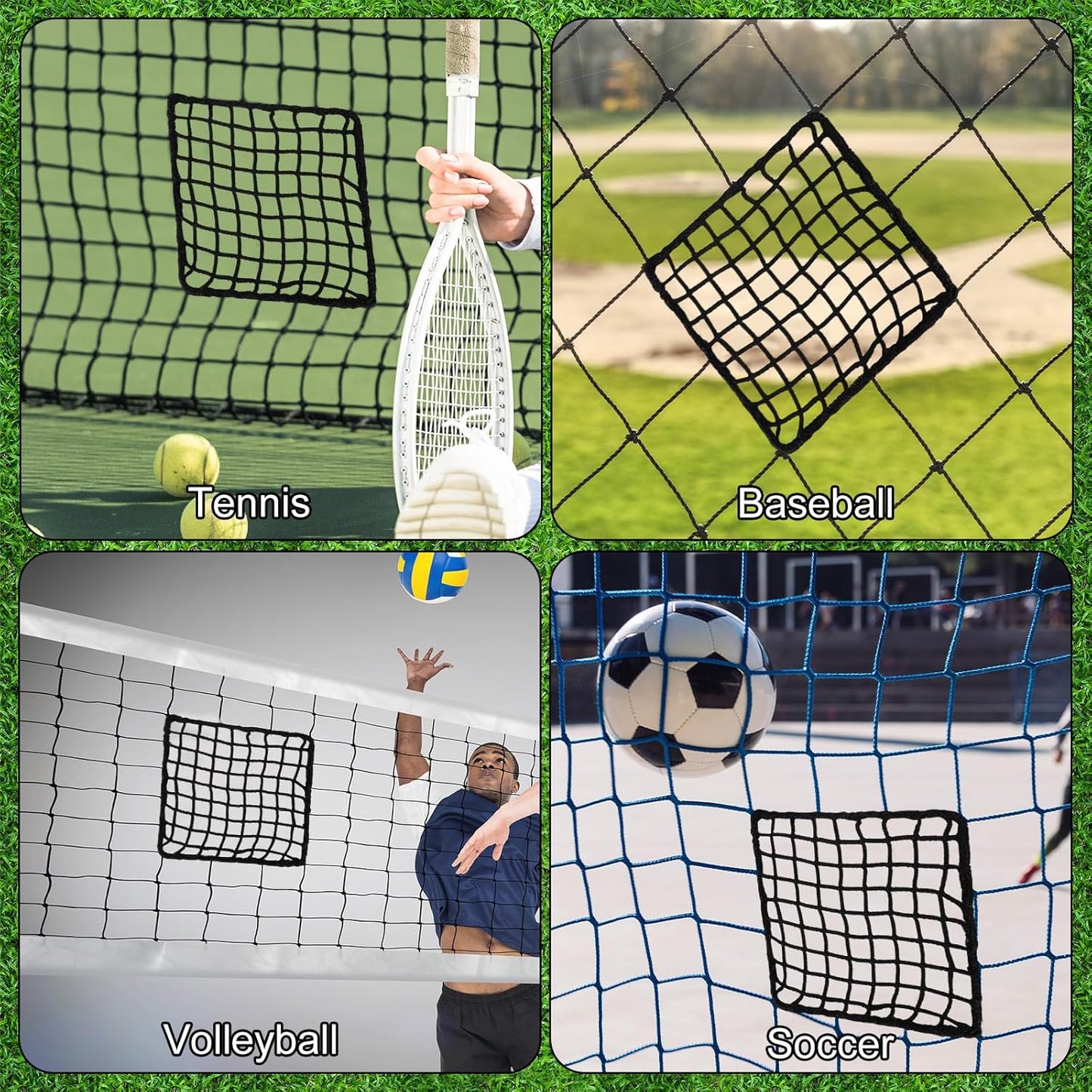 Penitue Universal Sports Net Repair Kit - 6 Pack with Nylon Zip Ties & Polyester Patches (Black, 20x20cm)