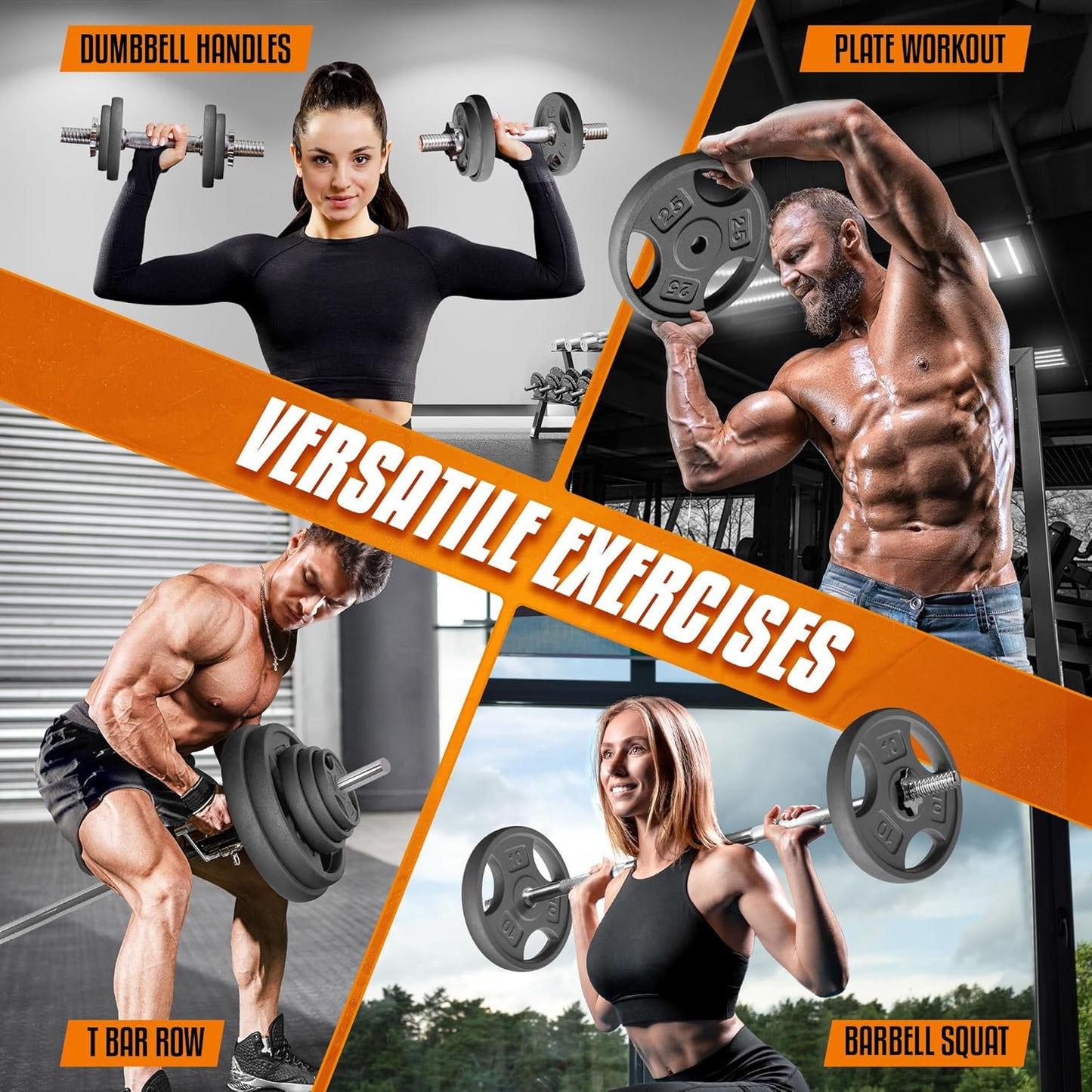 Yes4All Grip Weight Plates - Cast Iron for Strength Training | Multiple Sizes 2.5 lb to 35 lb