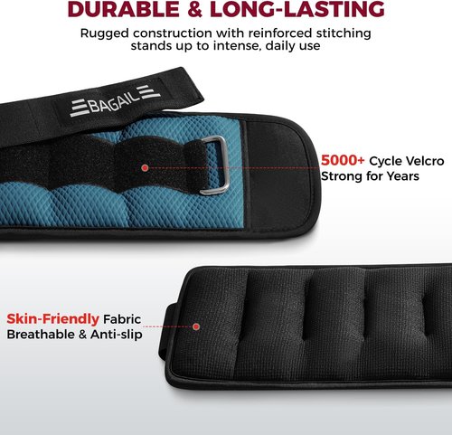 BAGAIL Ankle Wrist Weights - Adjustable 1-10 LBS for Walking, Running & Home Fitness | Sleek Design