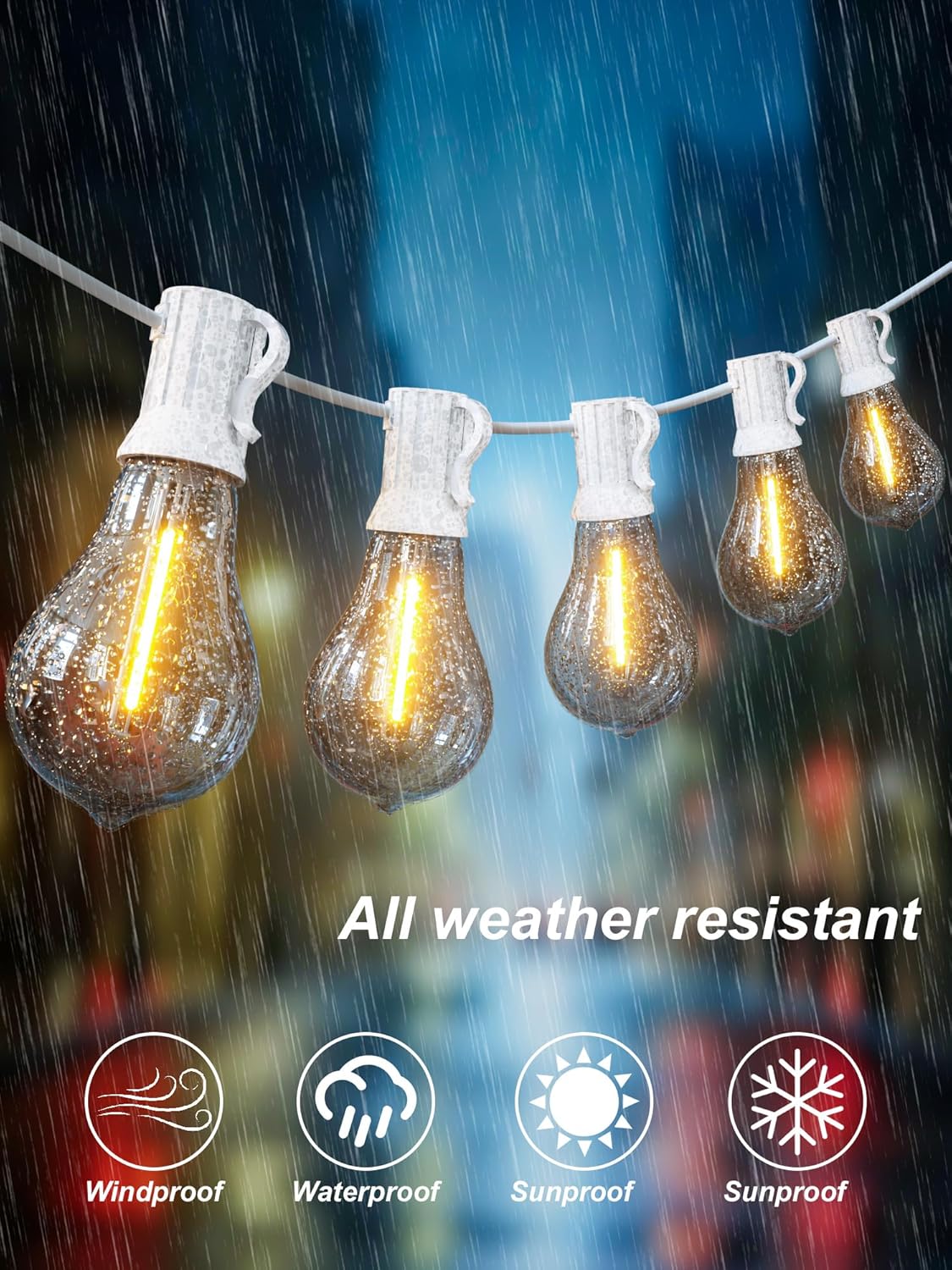 200FT Waterproof LED Outdoor String Lights with 100 Shatterproof Edison Bulbs - Dimmable Patio Decor for Backyard & Garden