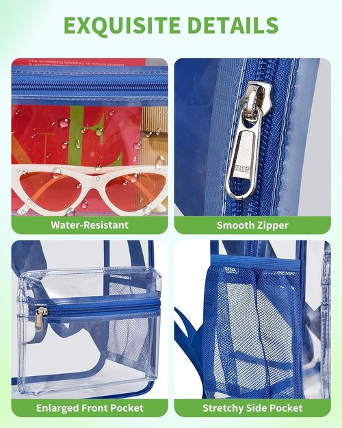 MAY TREE Clear Backpack - Stadium-Approved Design for Concerts & Festivals | 12x11x6 Inches - Blue