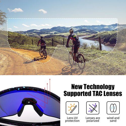 GGBuy Sports Sunglasses Polarized Cycling Sunglasses TR90 Frame Eyewear Goggles UV400 Ideal for Cycling Running Baseball & Softball