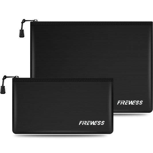 Fireproof Document Bag -2 Pack 13.4"x10" and 11"x6" Non-itchy Fireproof Money Bag, Waterproof Zipper holder for Valuables, Fire & Water Resistant Safe Pouch for File,Cash,Passport,Keys