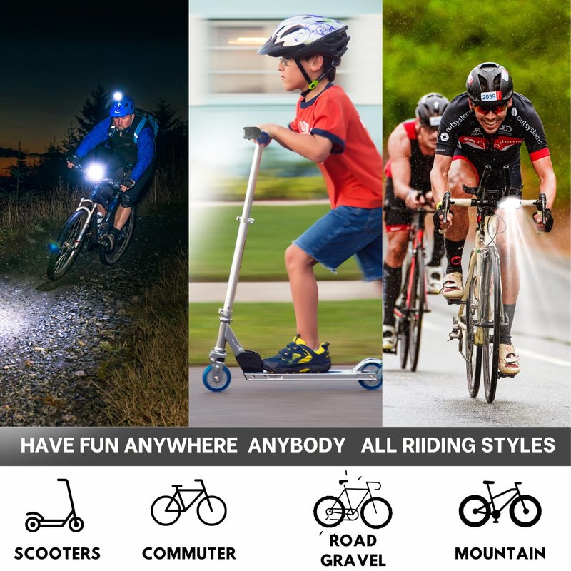 UWILE Ultra Bright Bike Lights for Night Riding Rechargeable Led for Bycicles Weather Resistant Multiple Modes. Tubular mounting MTB Road Cyclocross Ebike Mini Bike Scooter (350L Front Tail Set)