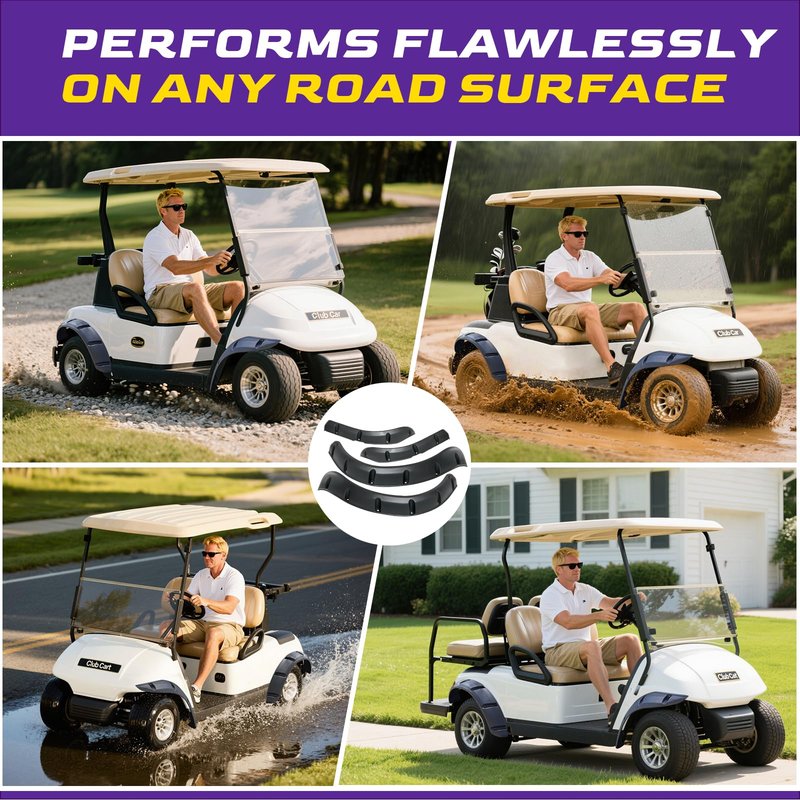 Club Car Precedent Fender Flares, Golf Cart Front and Rear Fender Flares for Club Car Precedent 2004-UP Gas/Electric Models, Impact-Resistant Golf Cart Standard Fender Flare with Self Tapping Screws