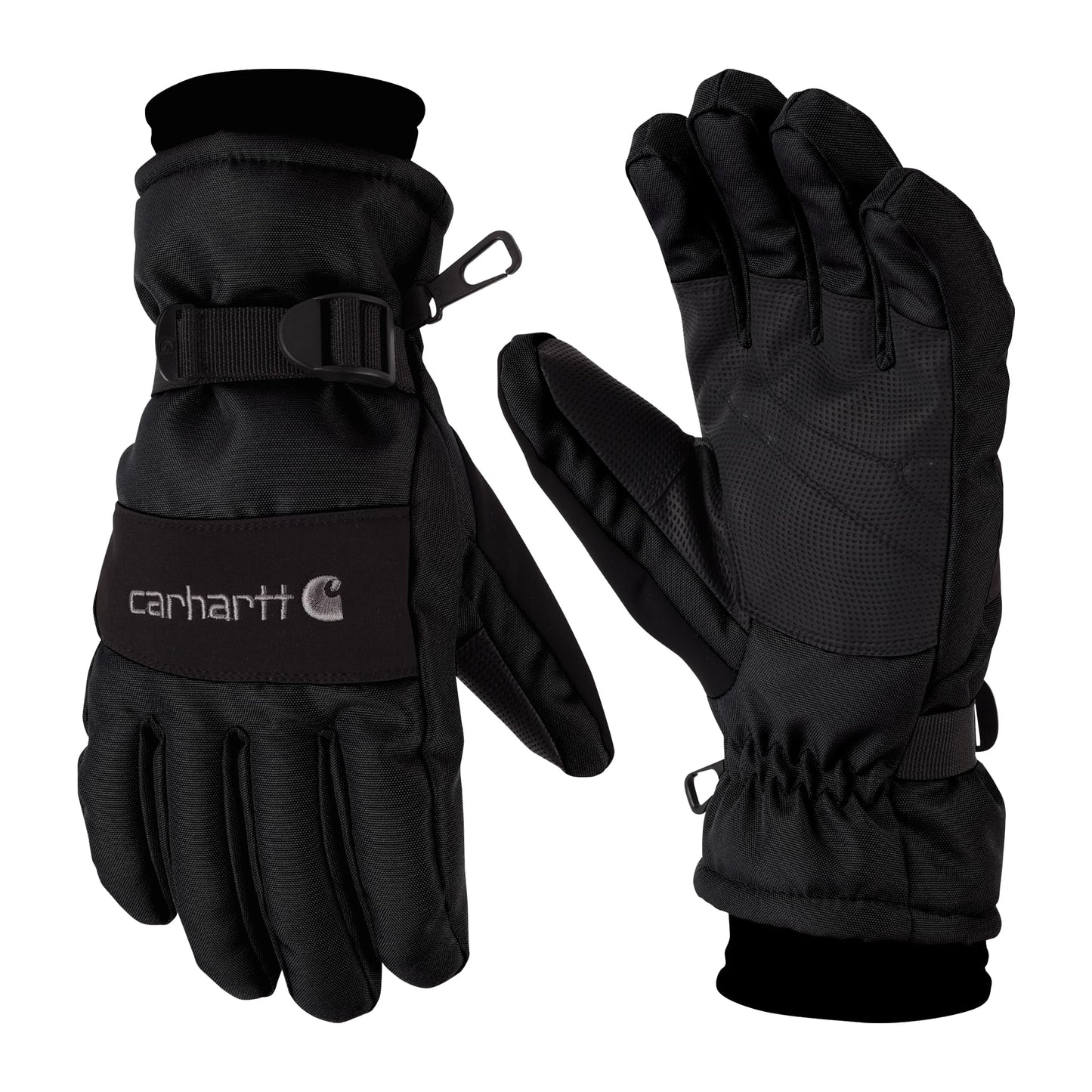 Carhartt Men's Waterproof Insulated Knit Cuff Glove, Black, Large