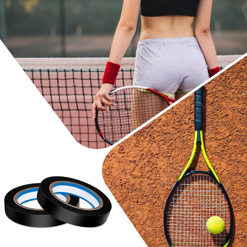 Xindojuz 3 PCS Tennis Racquet Grip Tape, 0.39 Inch × 11 Yards PVC Grip Finishing Tape Tennis-Racket Wrap Grips Tapes Vinyl Accessories Sticky Seal for Tennis Badminton (Black)