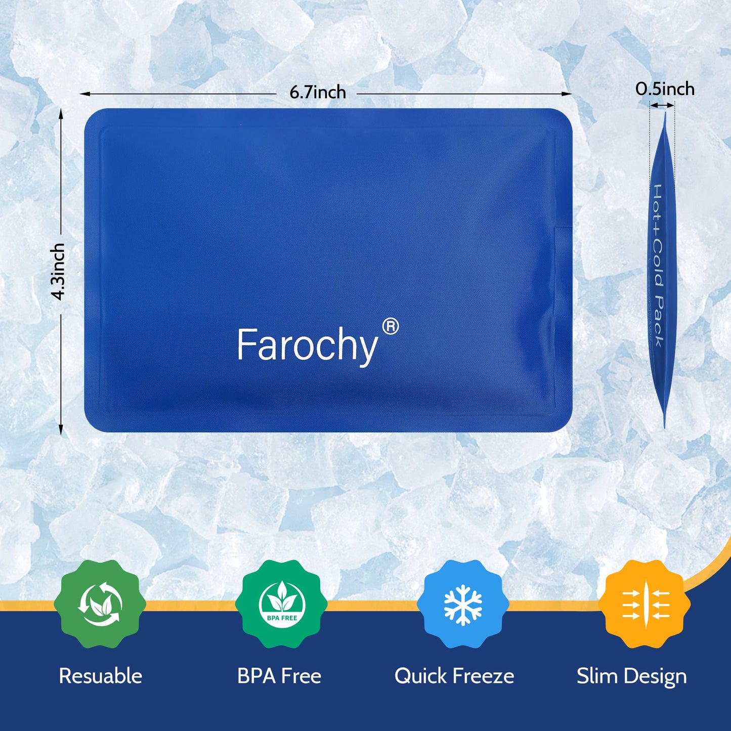 Reusable Ice Packs for Lunch Boxes, 2Pcs Soft Ice Packs for Cooler Gel Pack