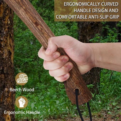14.4" Hatchet, Camping Axe, Survival Axe with Sheath, Bushcraft Hatchet with 1065 Carbon Steel and Beech Handle for Wood Chopping – Perfect for Outdoor Survival and Adventures