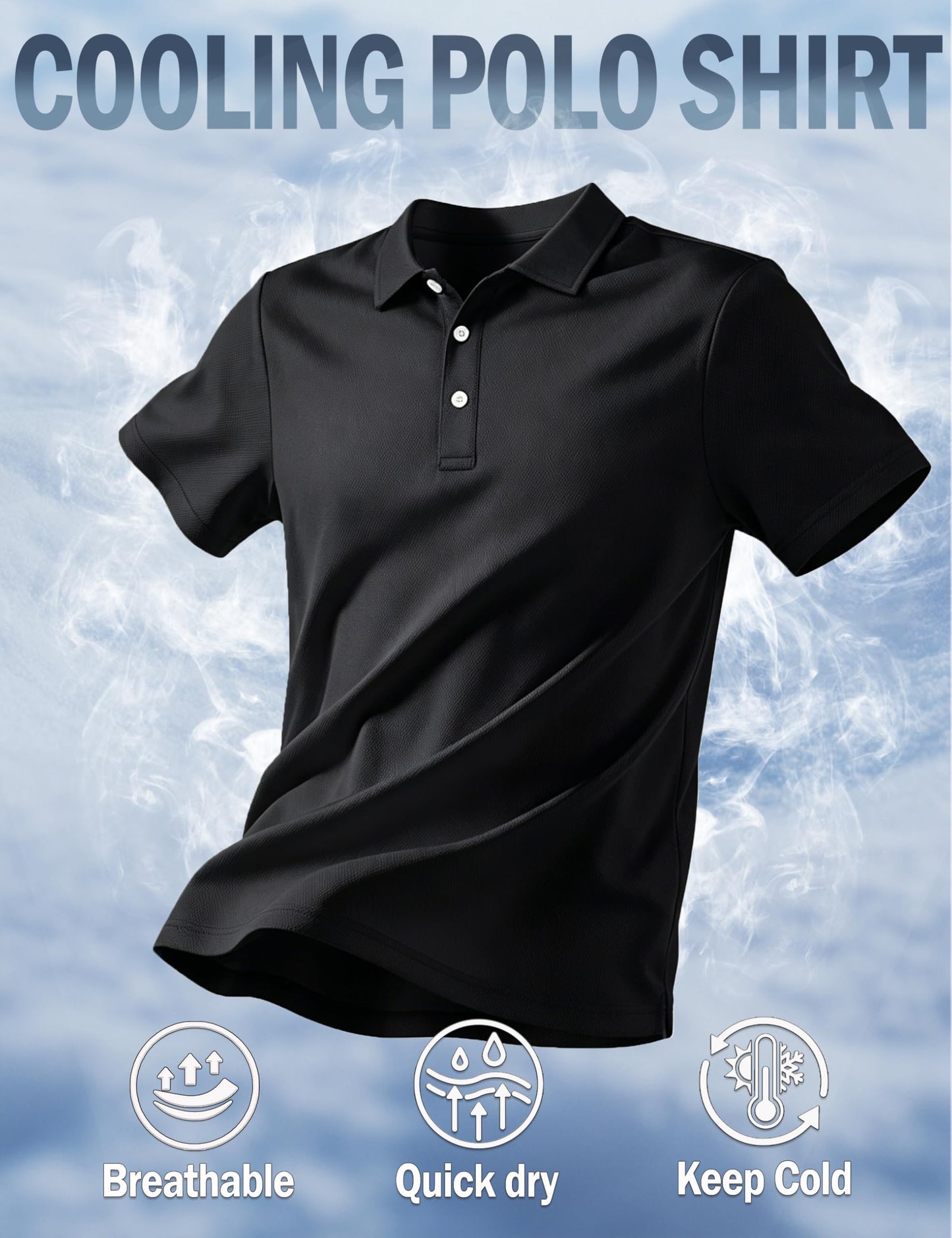 TACVASEN Mens Golf Shirt Dry Fit Mens Polo Shirts Short Sleeve Performance Golf Polos for Men with Collar Work Shirts Black, M