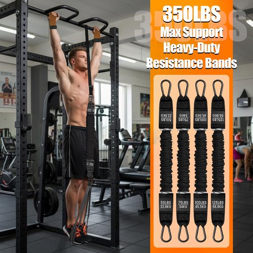 GQIRIL Pull Up Assistance Bands - Adjustable Heavy Duty Resistance Band with Knee Feet Rest for Pull Up Strength Training, Wrist Wraps for Home Fitness Body Stretching Workout Equipment (Black)