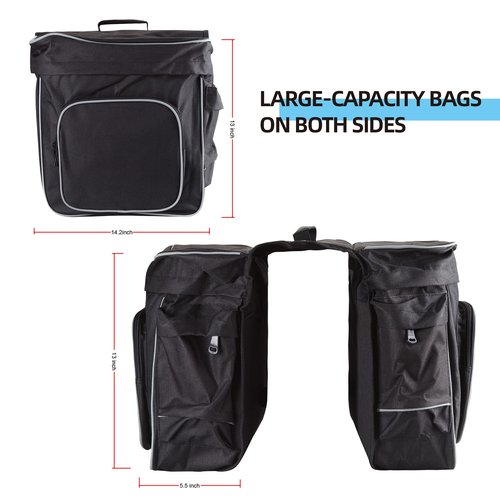 CARTMAN 30L Bike Panniers Bag, Water Resistant Bicycle Trunk Bag with Carrying Handle, Reflective Trim and Large Pockets, Bike Rear Seat Saddle Bag for Grocery Shopping Commuter Long Cycling Trip