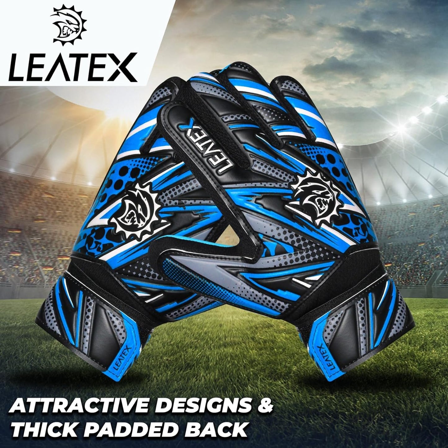 Skiennix Youth Soccer Goalie Gloves - Strong Grip & Breathable Goalkeeper Gloves for Kids | Adjustable Wrist Strap