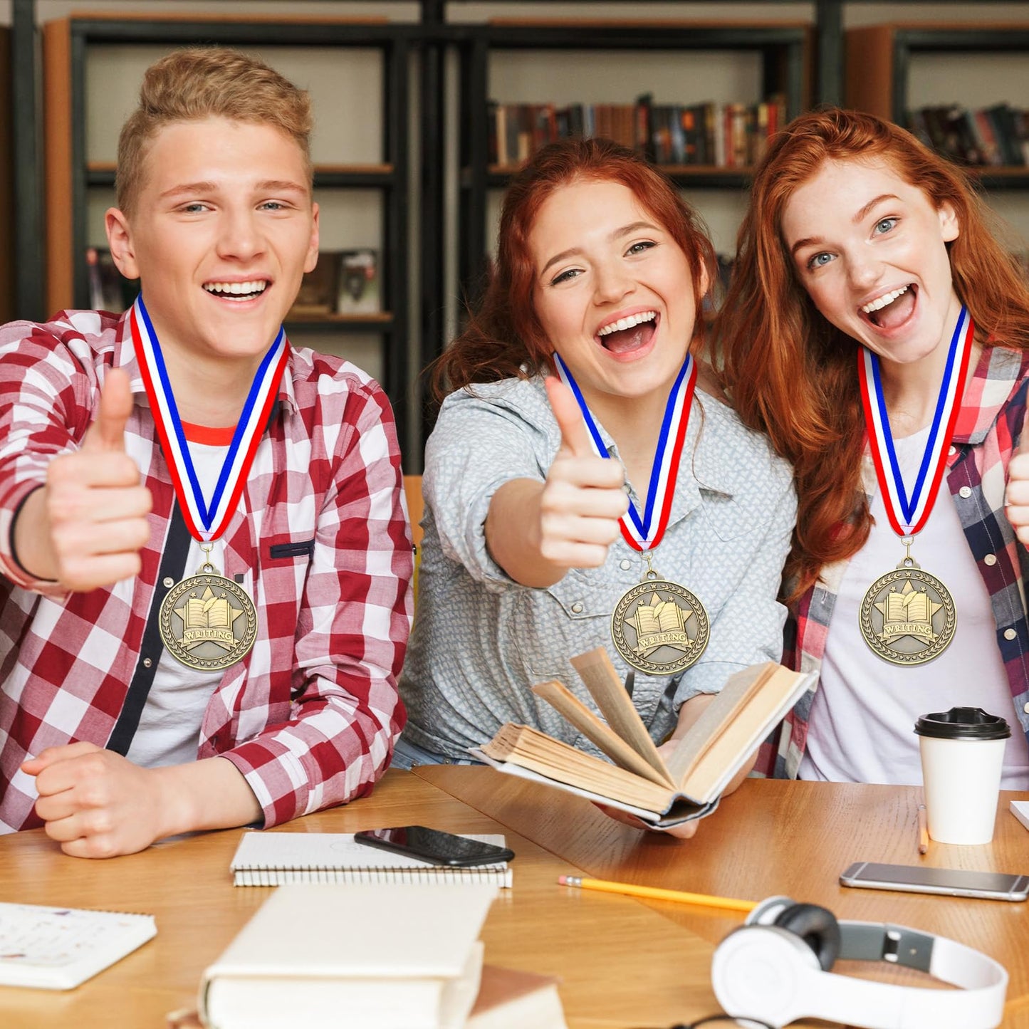 Quelay 30 Pcs 2'' Award Medals Bulk Gold Winner Medals with Neck Ribbons Metal Trophy Award Prize Gift for Tournaments, Competitions, Party, Kids and Adults (Writing)