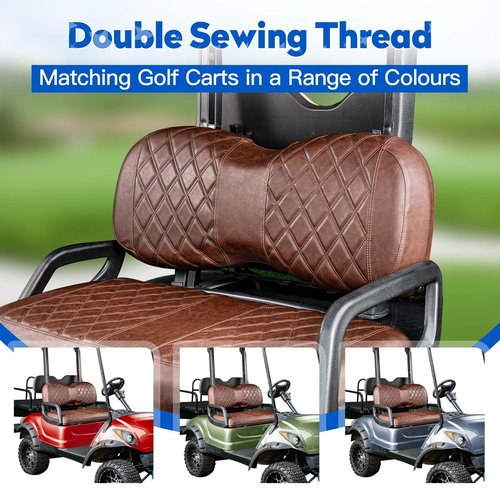 NOKINS Golf Cart Diamond Seat Covers Kit, Fit for Yamaha Drive/Drive2 OEM Standard Front Seat Cushion, No Nails Required & Easy to Clean, Breathable Vinyl Seat Covers (Brown and Brown 8438)