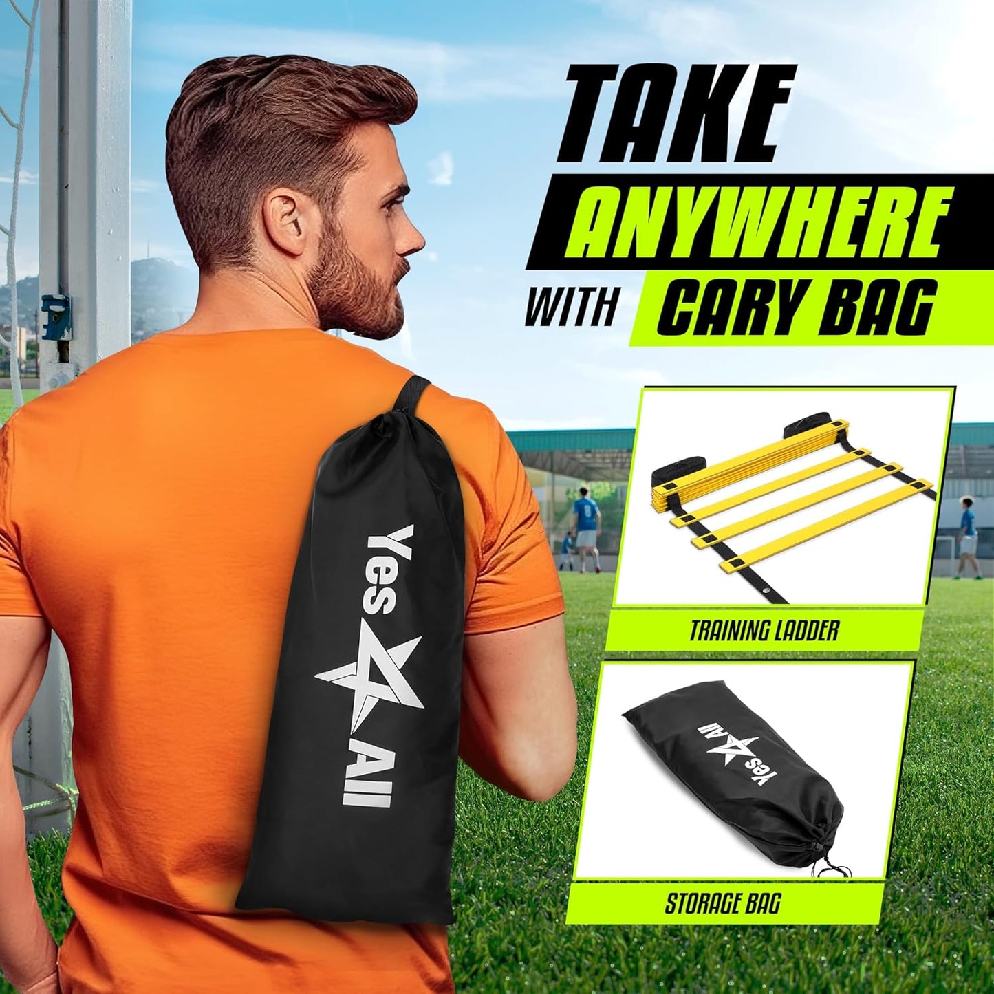 Yes4All Agility Ladder - Speed Training Equipment for All Ages | Adjustable, Durable & Portable with Carry Bag