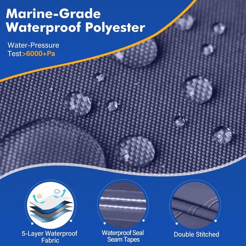 1200D Waterproof Boat Cover - Heavy Duty Canvas for 17' to 19' Bass, V-Hull & Bowrider Boats - Navy Blue