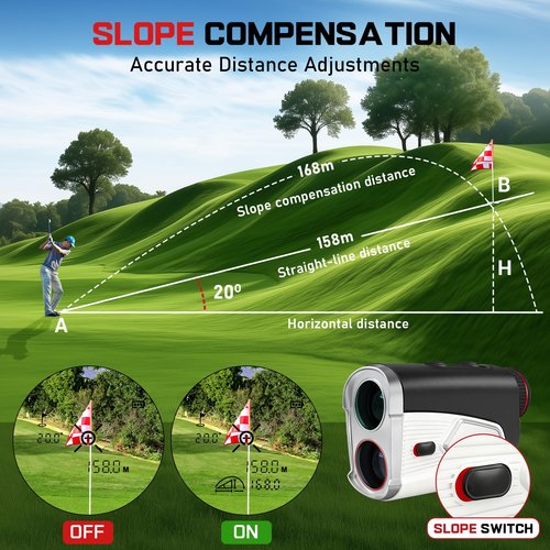 Upgraded 0.5 Second Easily Lock on a Pin Golf Rangefinder with Slope 2X HD Bright LCD, 1500 Yards Range Finder for Golf/Hunting, 7X Magnification with Flag Pole Locking Vibration, Golf Gifts Pcs