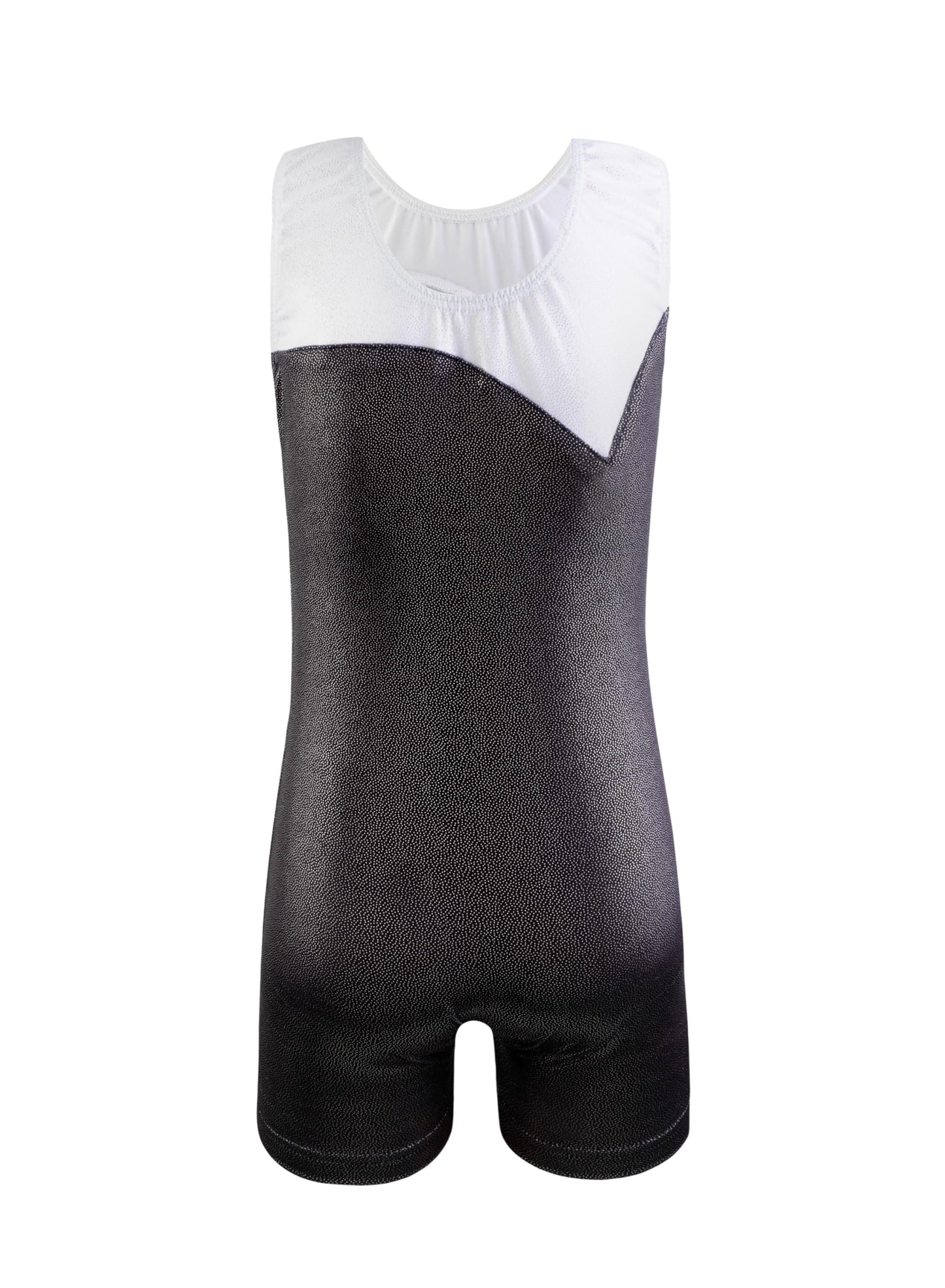 HOZIY Gymnastics Leotards for Girls Butterfly Blue Black White Spliced Biketard Tumbling Outfits Rhinestone Diamond 9-10 Years