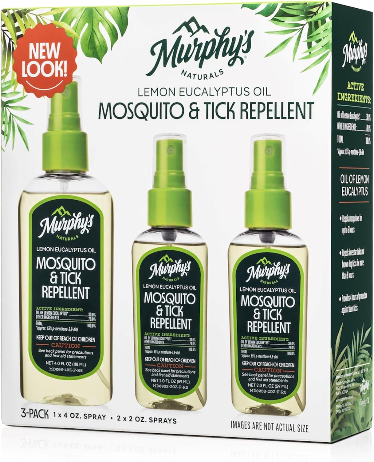 Murphy’s Naturals Mosquito & Tick Repellent - Plant-Based Outdoor Spray Kit | 3-Pack (1x4oz + 2x2oz)