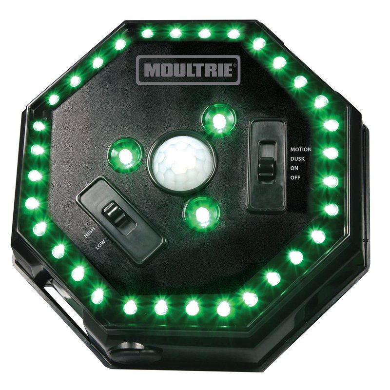 Moultrie Feeder Hog Light - 35 Green LEDs, 30-Foot Illumination, Motion/Dusk/Manual Modes, Mounts to Threaded Post Feeders