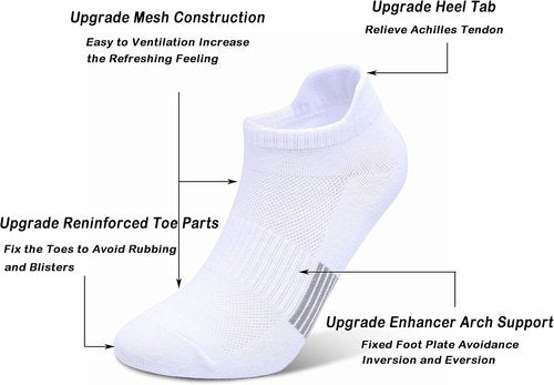 Henwarry Women's Low Cut Athletic Running Socks - 10 Pairs of Soft Cotton Ankle Tabs