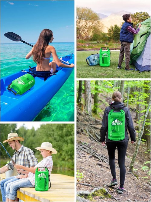 HEETA Waterproof Dry Bag - Lightweight Roll Top Storage Backpack with Phone Case | 5L-40L Sizes for Travel, Swimming, Kayaking & Camping