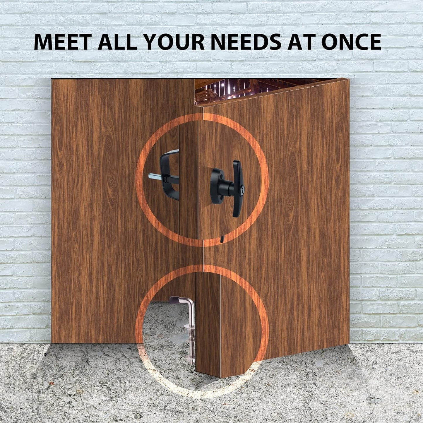 Complete Shed Door Hardware Kit with T-Handle Lock, Heavy-Duty Latches & Hinges - Weatherproof for Sheds & Gates