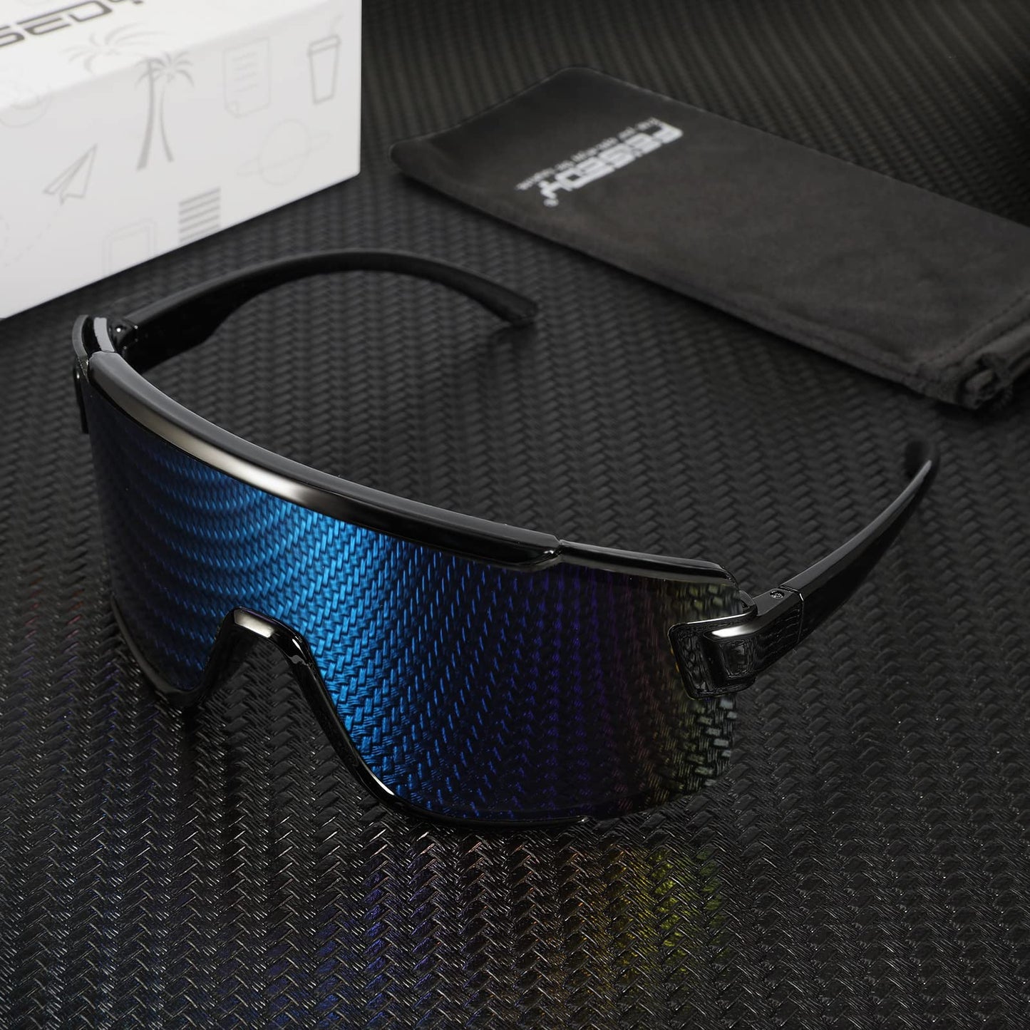 Karsaer Vision 3 Pcs Big Shield Wraparound Sunglasses Rave for Men Women Neon Sun Visor Glasses Cycling Ski Shades 80s 90s