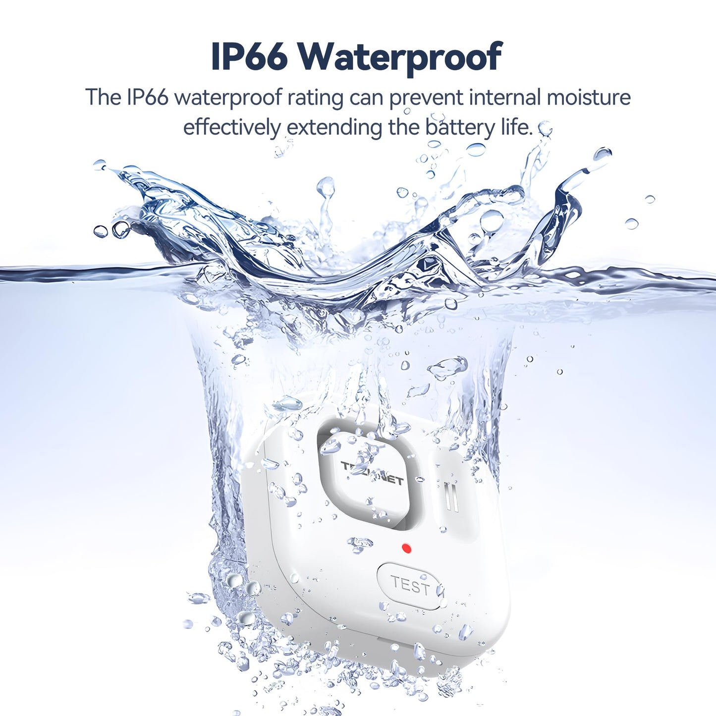 TECKNET Water Leak Detectors for Home, 120dB Water Sensor Alarm Leak Detector, IP66 Waterproof, Water Leak Detectors for Bathroom, Sink, Laundry, Window, Basements, Kitchens(1 Pack, Battery Included)