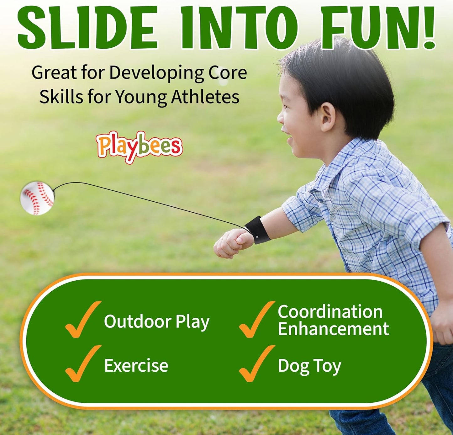 Playbees Reactive Practice Baseballs - Elastic Cord for Training & Outdoor Fun | 6 Pack for Kids