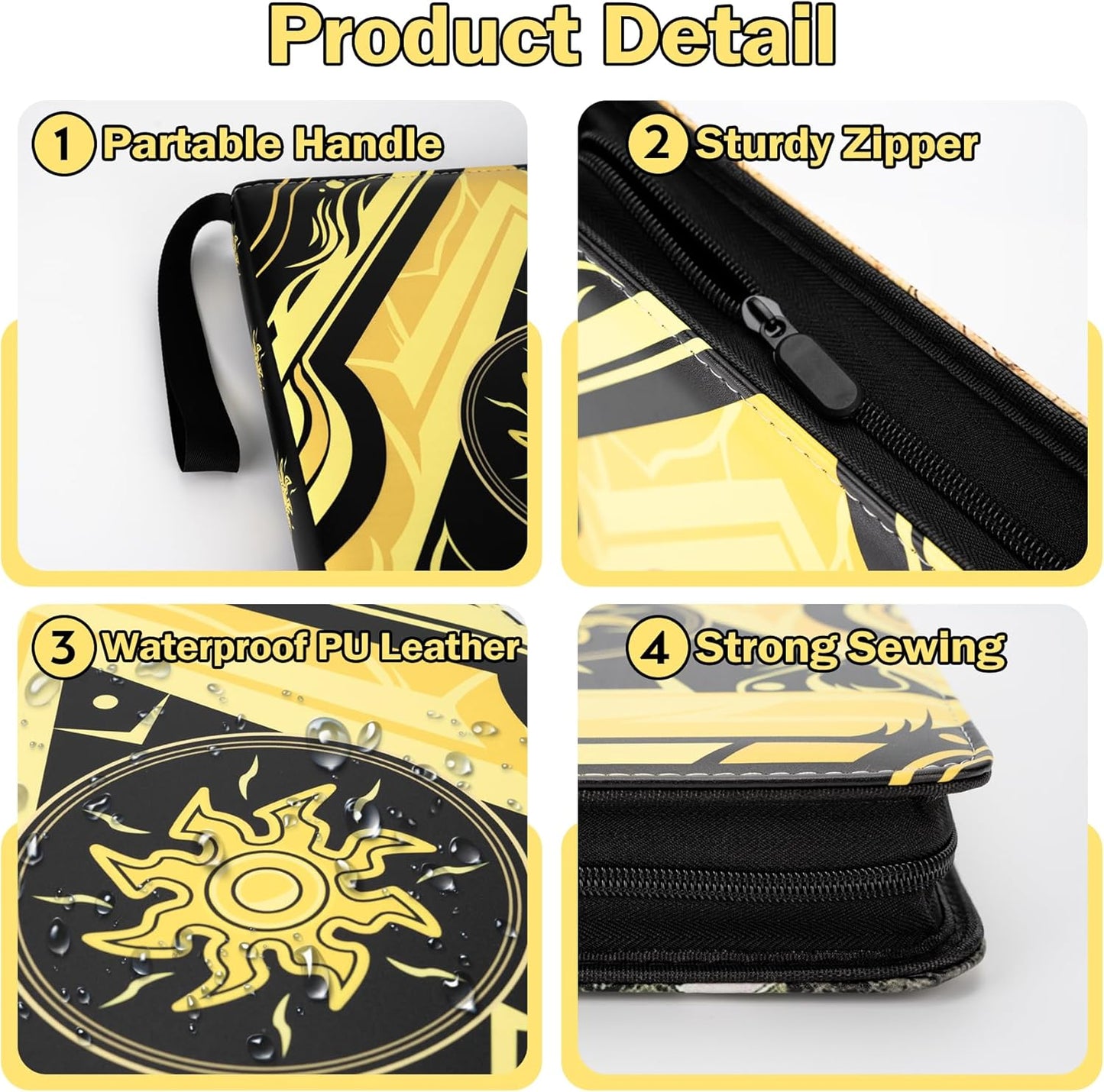 Skiennix 9-Pocket Card Binder - Premium Collector Book for MTG/YGO/PTCG | Holds 900 Cards (Yellow)