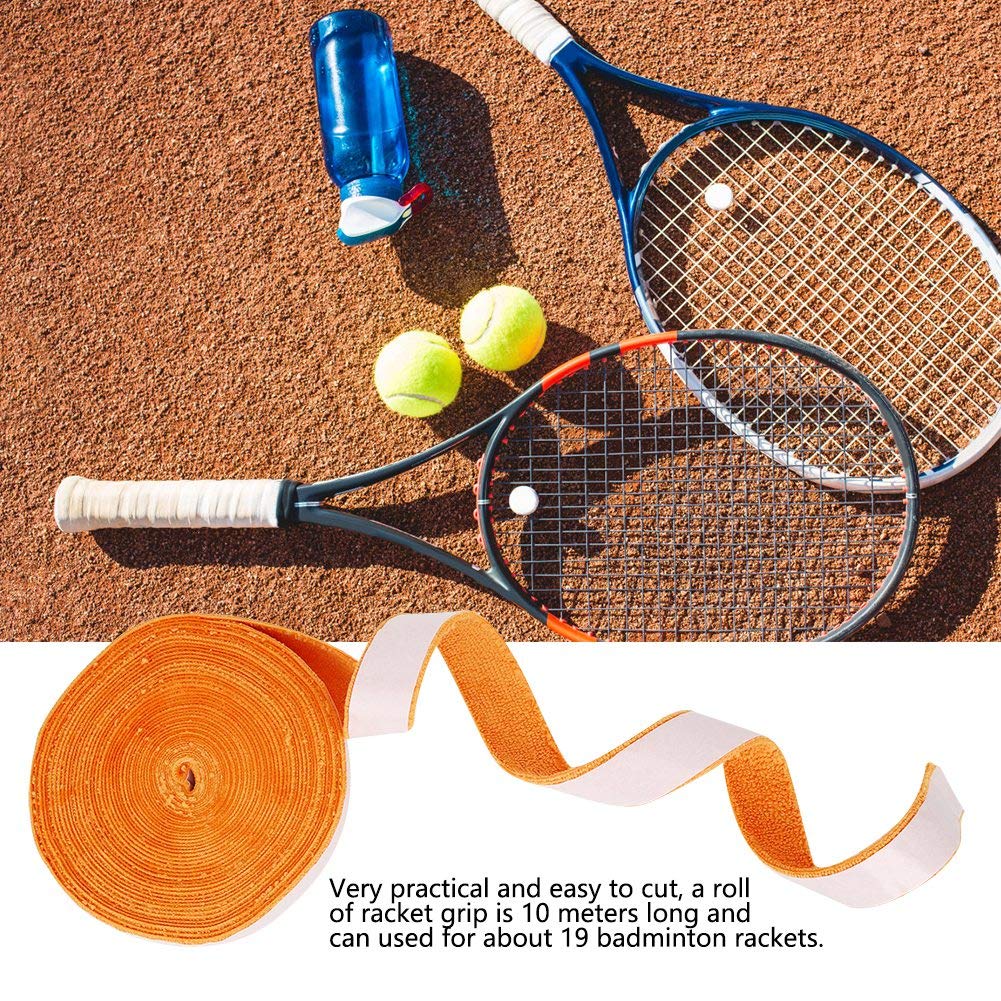 Redxiao 【𝐁𝐥𝐚𝐜𝐤 𝐅𝐫𝐢𝐝𝐚𝒚】 White/Orange/Black 10M Racket Grip Tape, Anti-Skid Badminton Racquet Towel Grip, 32.81ft x 1.18inch for Badminton Rackets Tennis Rackets Outdoor Sport Tool(Orange)