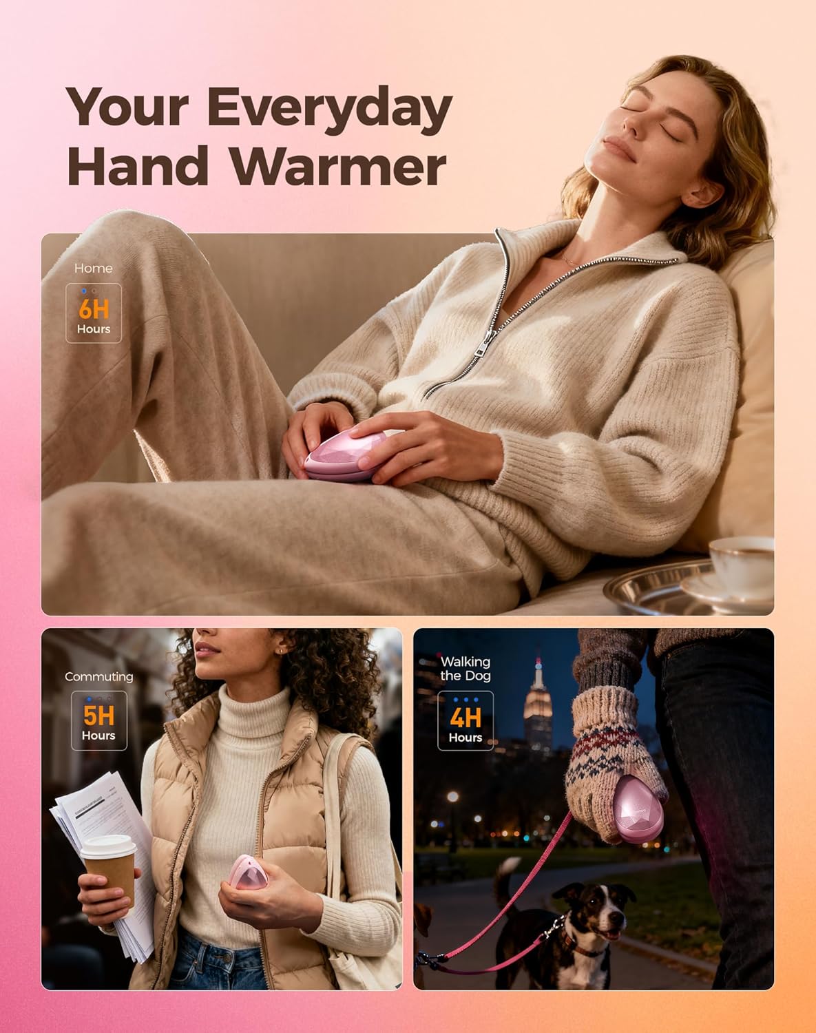 OCOOPA Rechargeable Hand Warmers - Stylish Diamond-Shape Electric Pocket Heater | 2 Pack for Hiking & Camping
