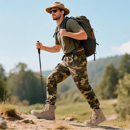 FREE SOLDIER Men's Waterproof Hiking Boots - 6" Lightweight Suede Leather Tactical Footwear