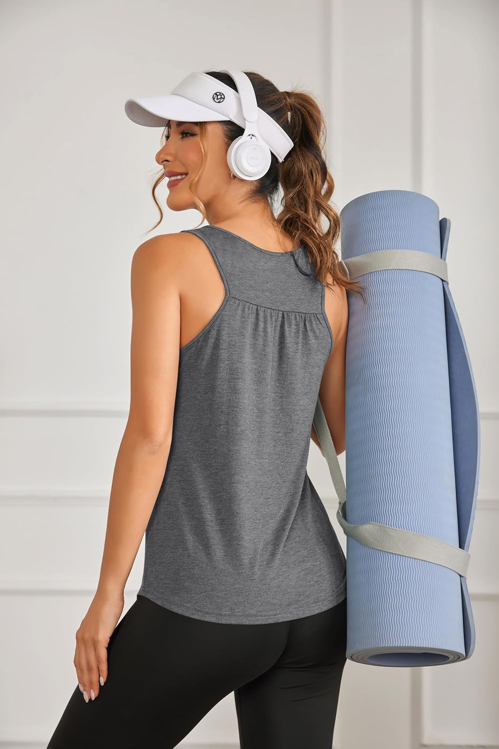 PINSPARK Women's Racerback Workout Tops - Lightweight Sleeveless Athletic Tank Shirts, 2 Pack S-3XL