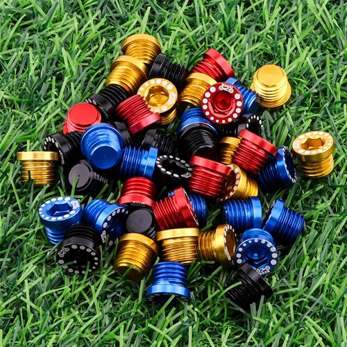 Sanmum 4pcs M10 Folding Bikes Screws Plug MTB Bolts V Brake Column Bike Rack Brake Disc Screw (Gold)