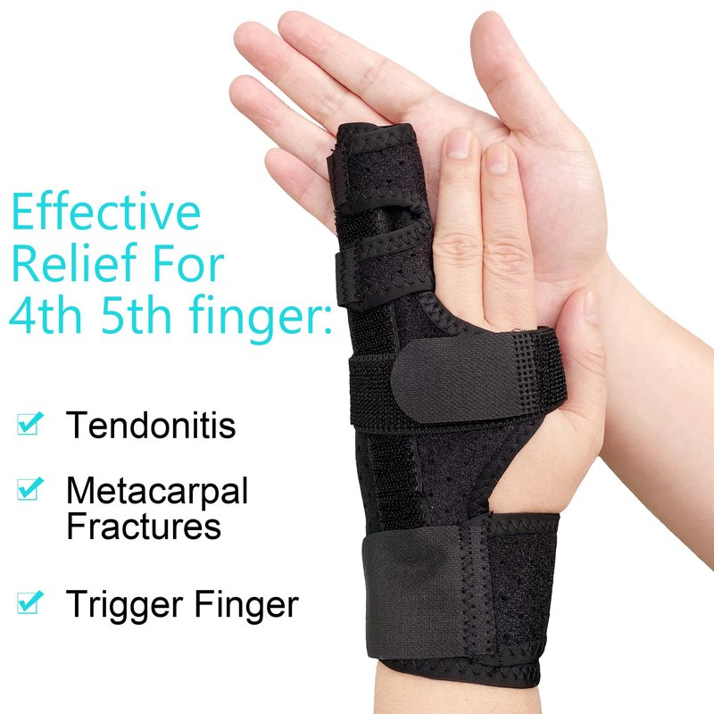 GenetGo Boxer Break Metacarpal Splint Brace - 4th or 5th Finger Splint Support (Large/X-Large)