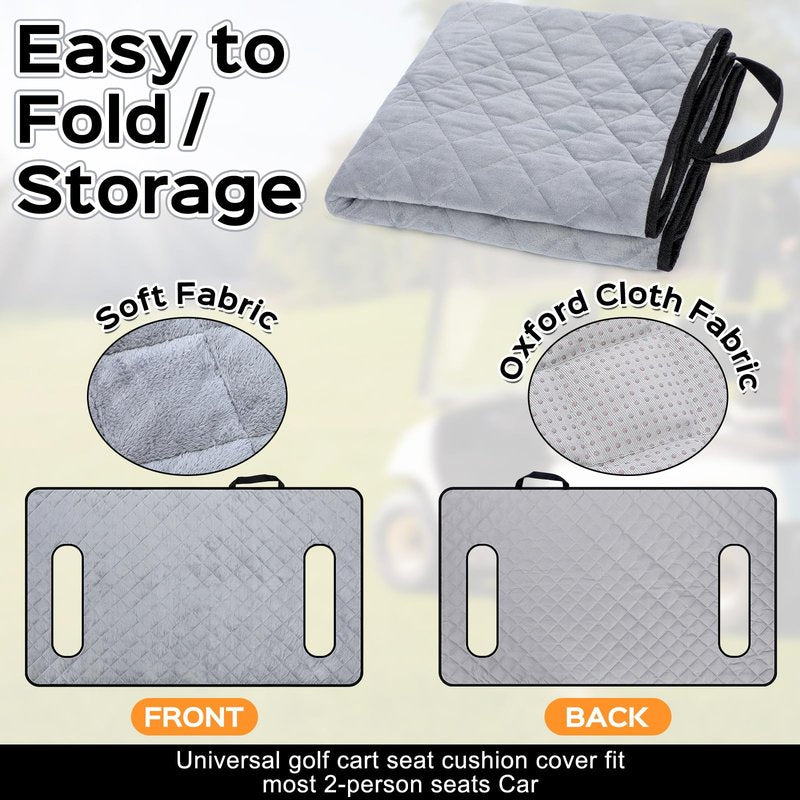 Datanly Golf Cart Seat Covers Winter Plush Universal Seat Towel Blanket with Soft Plush Surface for 2 Person Seats Golf Cart Accessories, 49.7"x 28.8"(Ball,Grey)