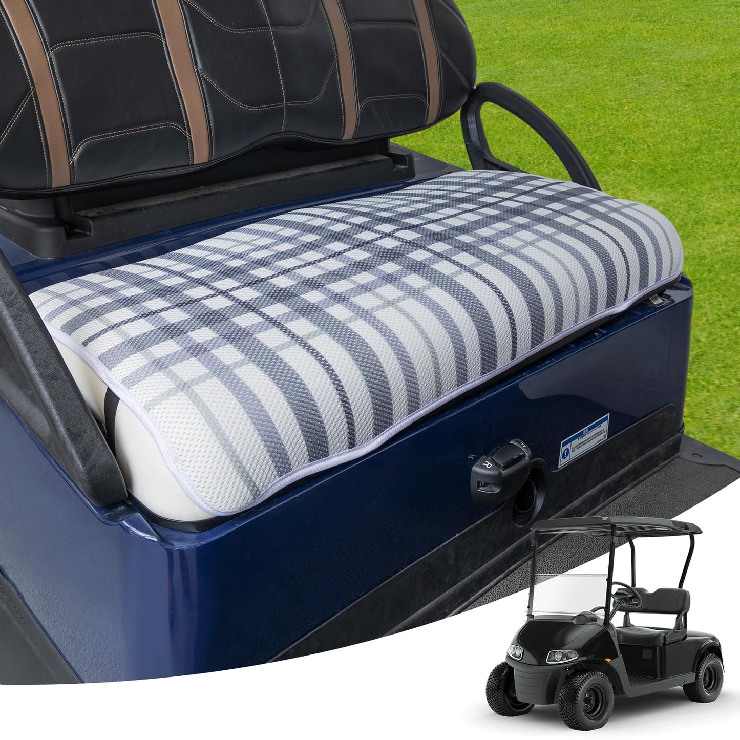 KEMIMOTO Universal Golf Cart Seat Towel Blanket, Comfortable Golf Cart Seat Cover, Cooling Breathable Mesh Fabric, Compatible with EZGO, Club Car and More 2-Seat Golf Carts, Gray
